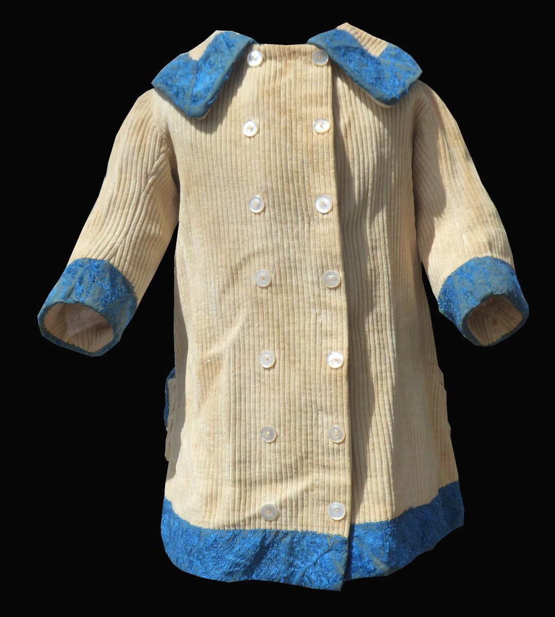 Bustle Dress, Child's Coat, Circa 1880, Corduroy, Doll's Clothes, 19th Century Costume-photo-1