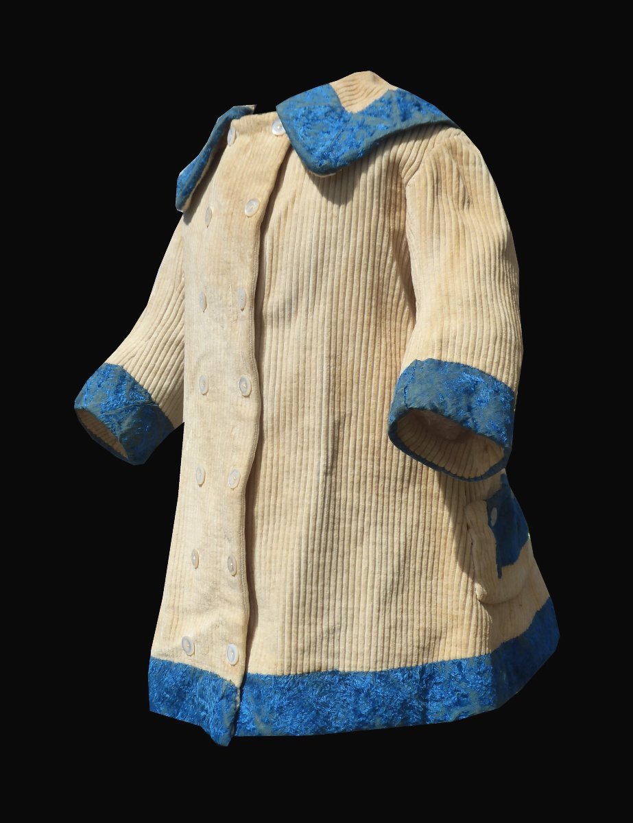 Bustle Dress, Child's Coat, Circa 1880, Corduroy, Doll's Clothes, 19th Century Costume-photo-4