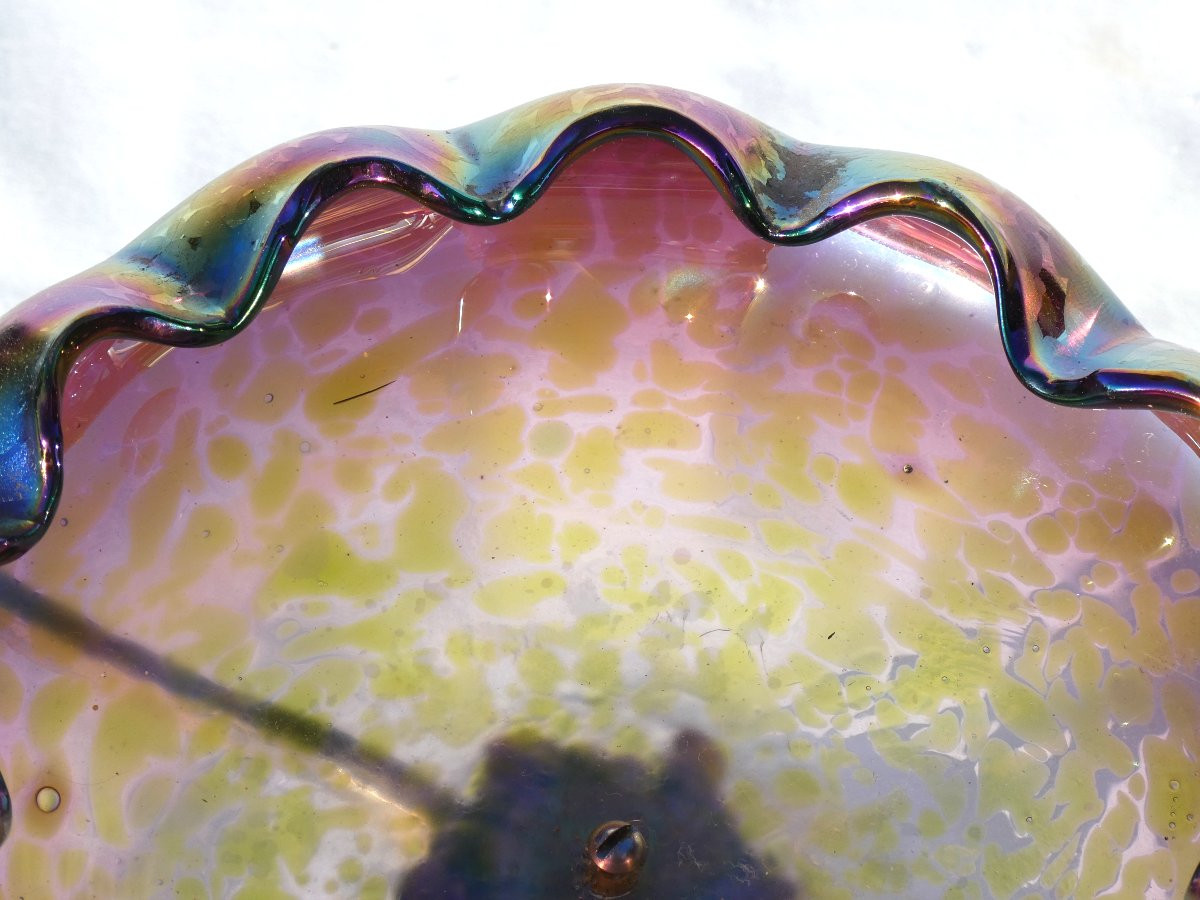 Art Nouveau Centerpiece/bowl, Loetz, Circa 1900; Iridescent Glass, Violet, 19th Century-photo-1