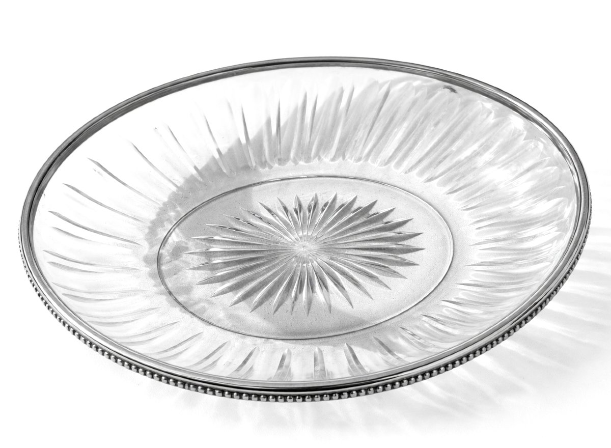 Coupe En Cristal Taillé & Argent Massif , époque XIXe Style Louis XVI Vide Poche-photo-4