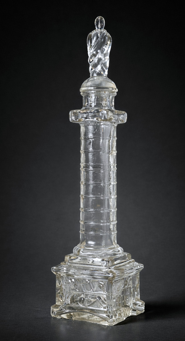 Molded Glass Bottle By Theodore Legras, Vendôme Column, Emperor, 19th Century Paris 