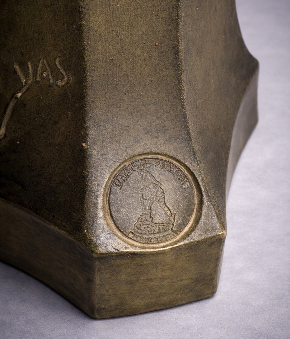 19th Century Terracotta Bust, Young Woman In Art Nouveau Style, Signed André Bruyas 1900 -photo-4