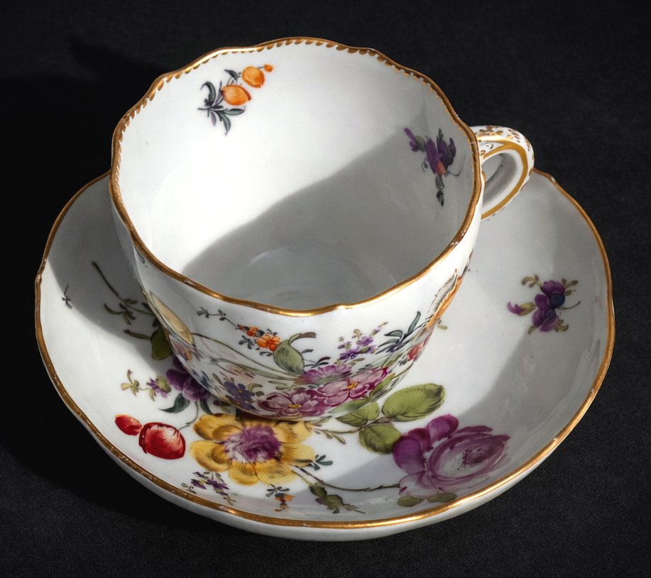 Tasse & Sa Sous Tasse , Porcelaine Dure De Meissen , Bouquets De fleurs , XIXe , Style XVIIIE-photo-4