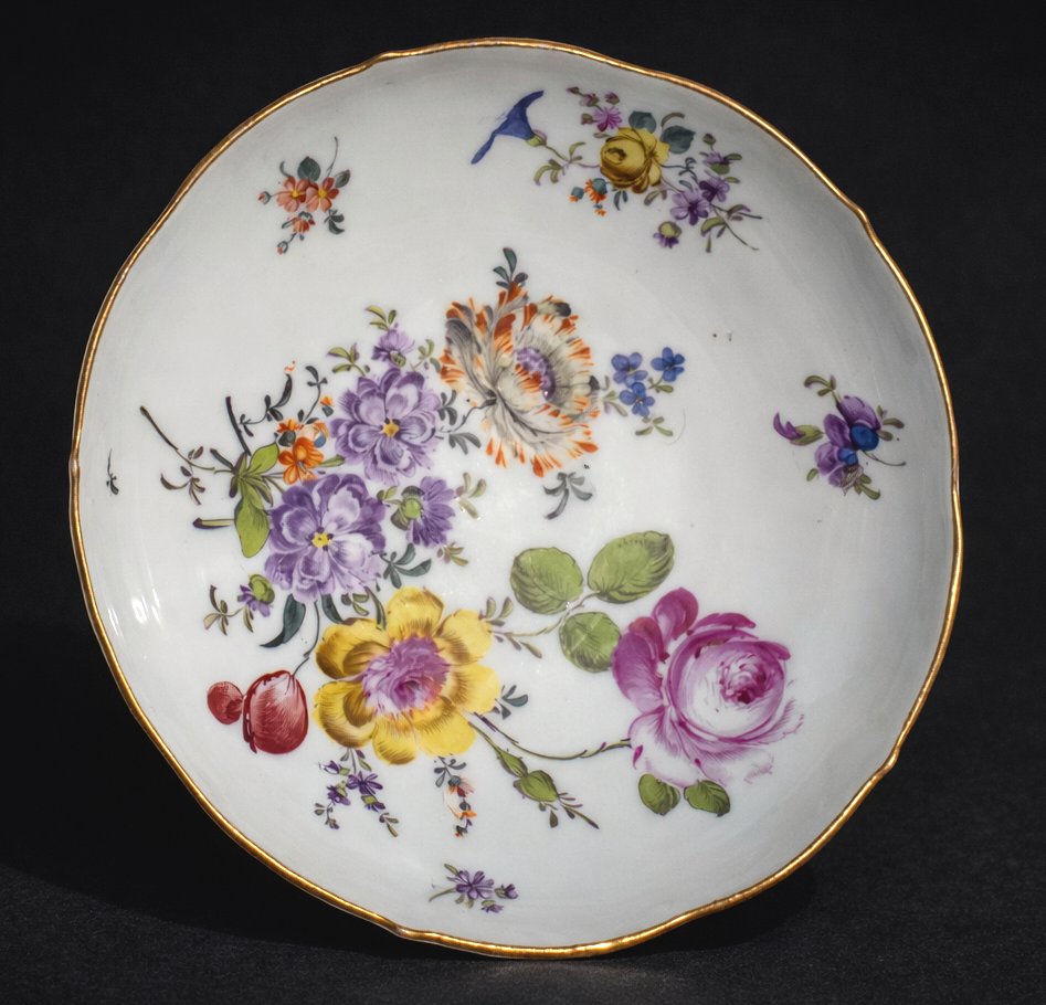 Tasse & Sa Sous Tasse , Porcelaine Dure De Meissen , Bouquets De fleurs , XIXe , Style XVIIIE-photo-2