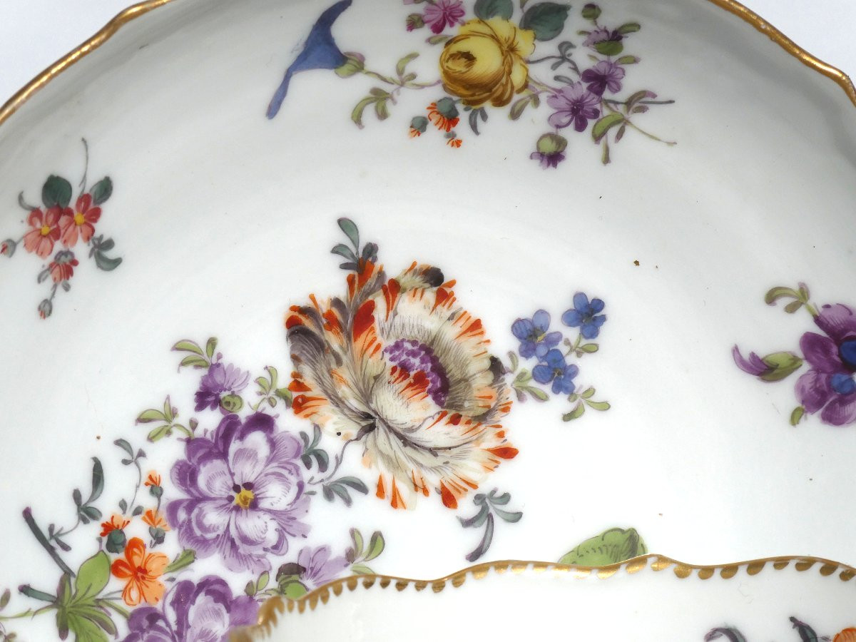 Tasse & Sa Sous Tasse , Porcelaine Dure De Meissen , Bouquets De fleurs , XIXe , Style XVIIIE-photo-3