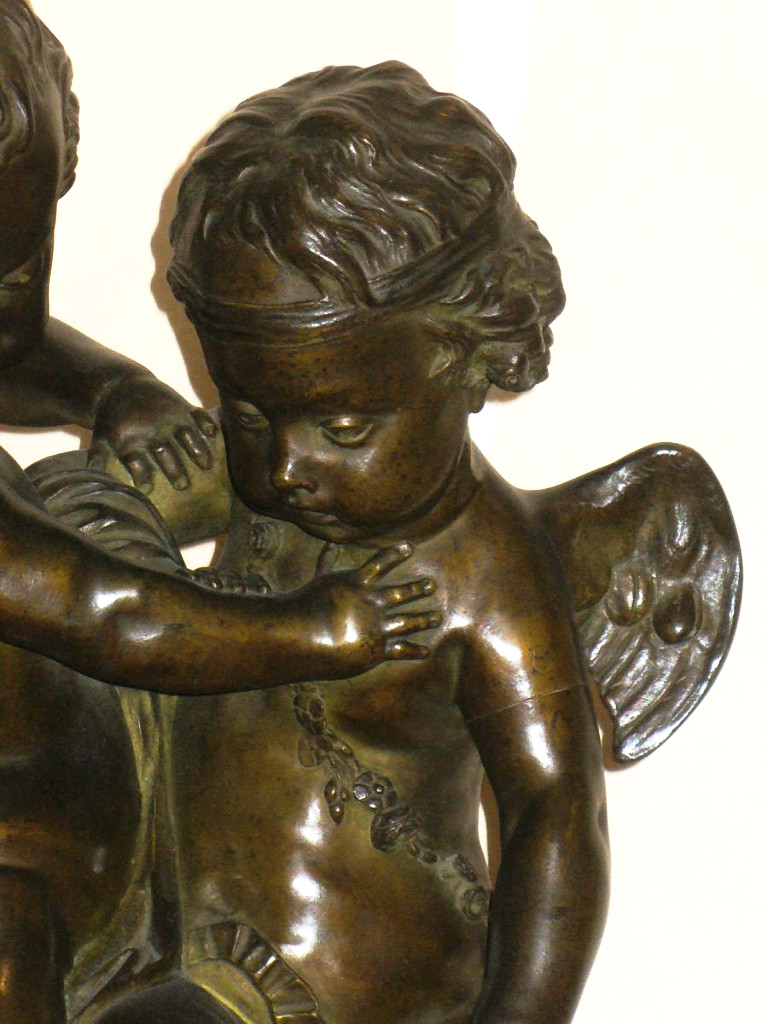 Grande Sculpture En Bronze , Paire d'Angelots / Amours Anges Signé Falconet , Socle Marbre XIXe-photo-1