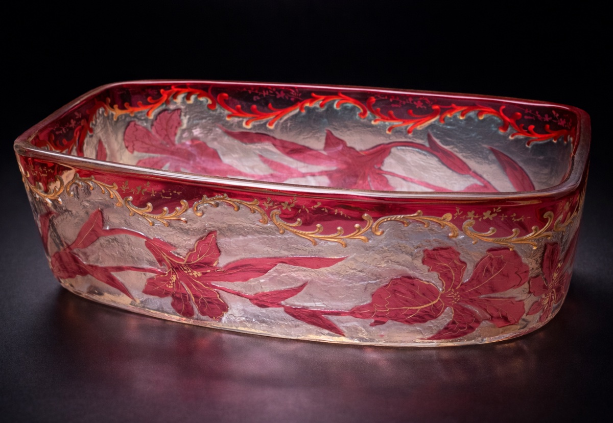 Tabletop Planter, Acid-etched Crystal, Art Nouveau, Legras/montjoye, 19th Century -photo-2