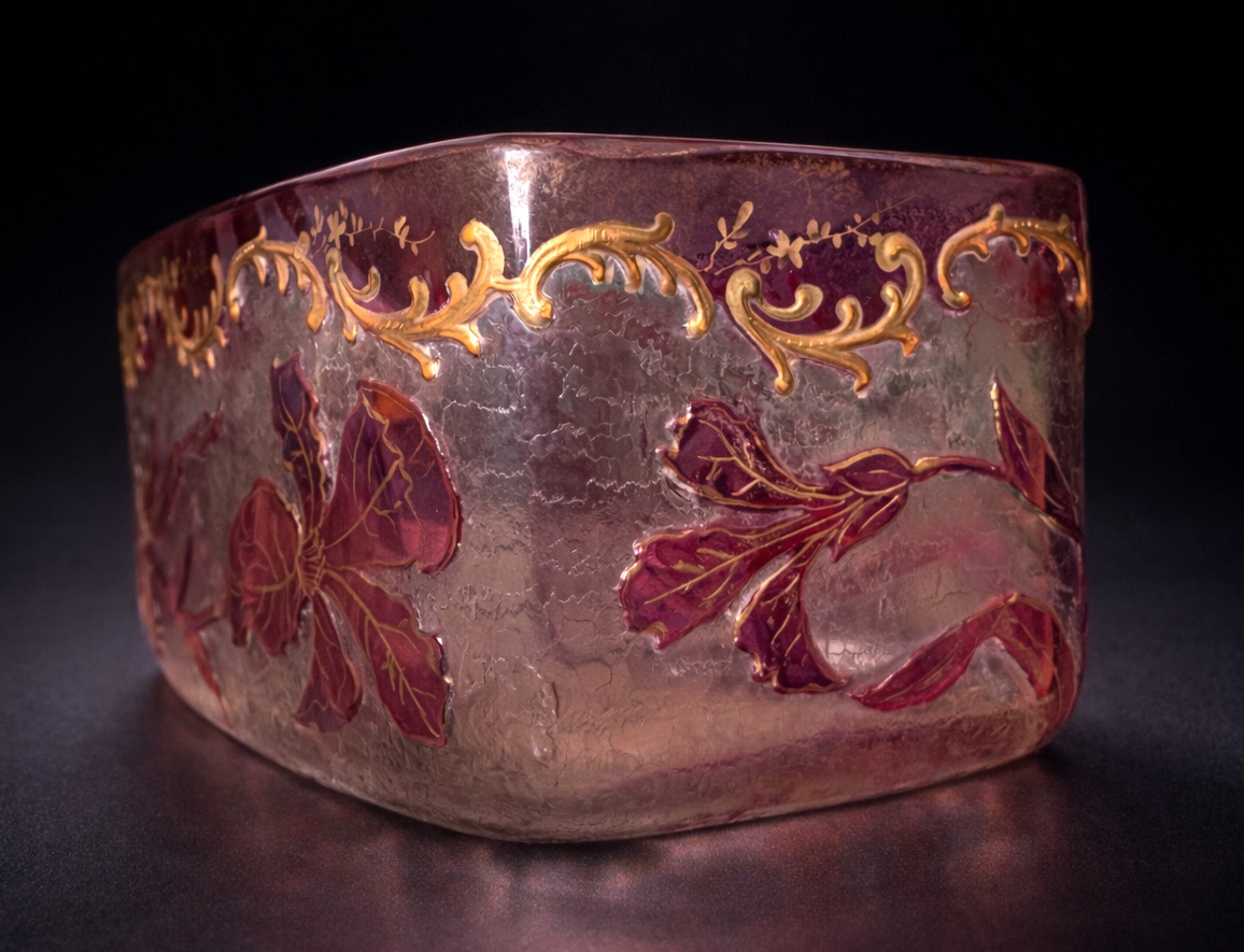 Tabletop Planter, Acid-etched Crystal, Art Nouveau, Legras/montjoye, 19th Century -photo-3