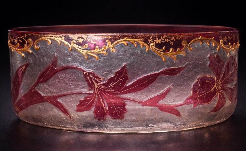 Tabletop Planter, Acid-etched Crystal, Art Nouveau, Legras/montjoye, 19th Century -photo-4