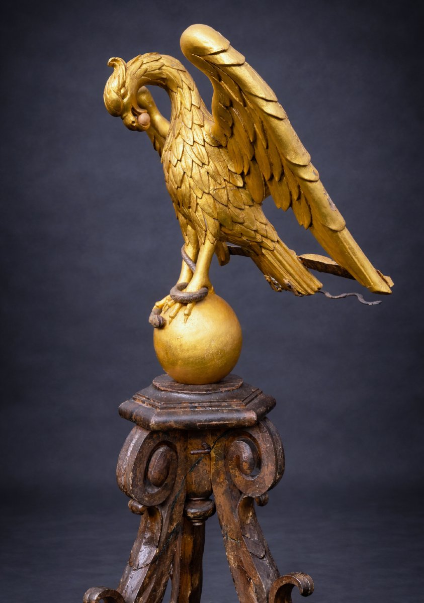 Large Lectern, 18th Century, Gilded Wooden Eagle, Church, Liturgy, Missal Holder-photo-3