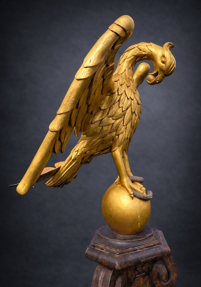 Large Lectern, 18th Century, Gilded Wooden Eagle, Church, Liturgy, Missal Holder-photo-4
