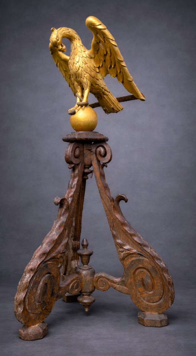 Large Lectern, 18th Century, Gilded Wooden Eagle, Church, Liturgy, Missal Holder-photo-6