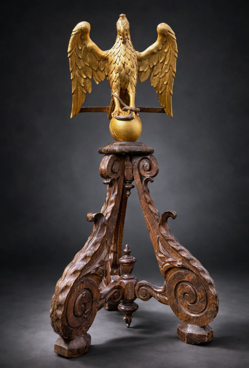 Large Lectern, 18th Century, Gilded Wooden Eagle, Church, Liturgy, Missal Holder