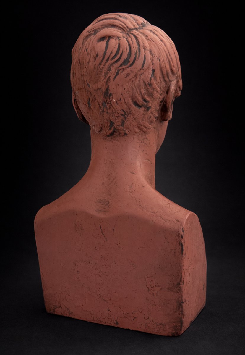 Bust Of Emperor Napoleon III, 19th Century Workshop Cast, Terracotta Patina, Plaster, 1850-photo-3