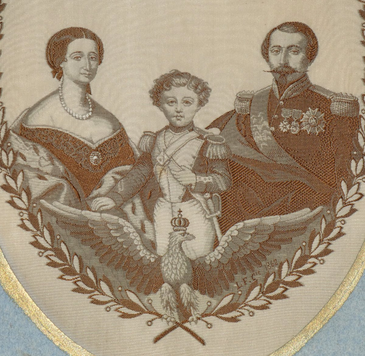 Soie Tissée Portrait De La Famille Imperiale Empereur Napoléon iii , Eugenie , Louis Bonaparte-photo-3