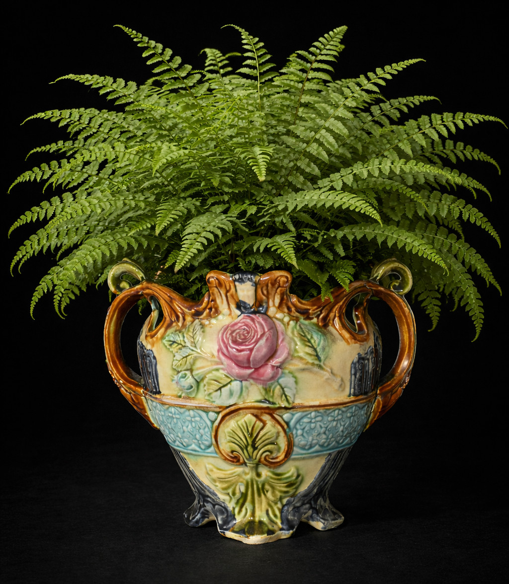 Cache Pot En Barbotine , Epoque 1900 , Style Art Nouveau , Onnaing XIXe , Nord France  , Vase