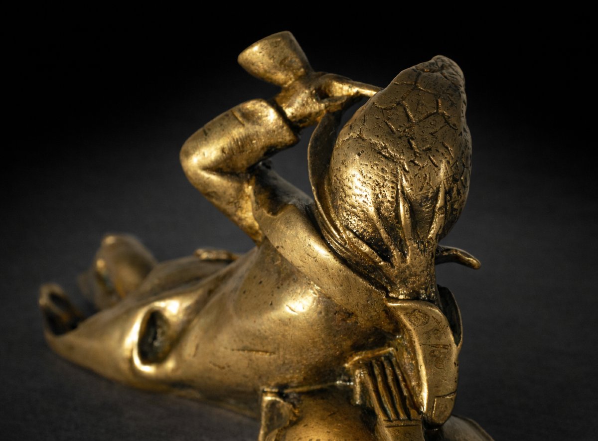 Humorous Bronze Animal Sculpture, Vienna, Lizard With Pipe, Tobacco, Napoleon III, 19th Century-photo-1