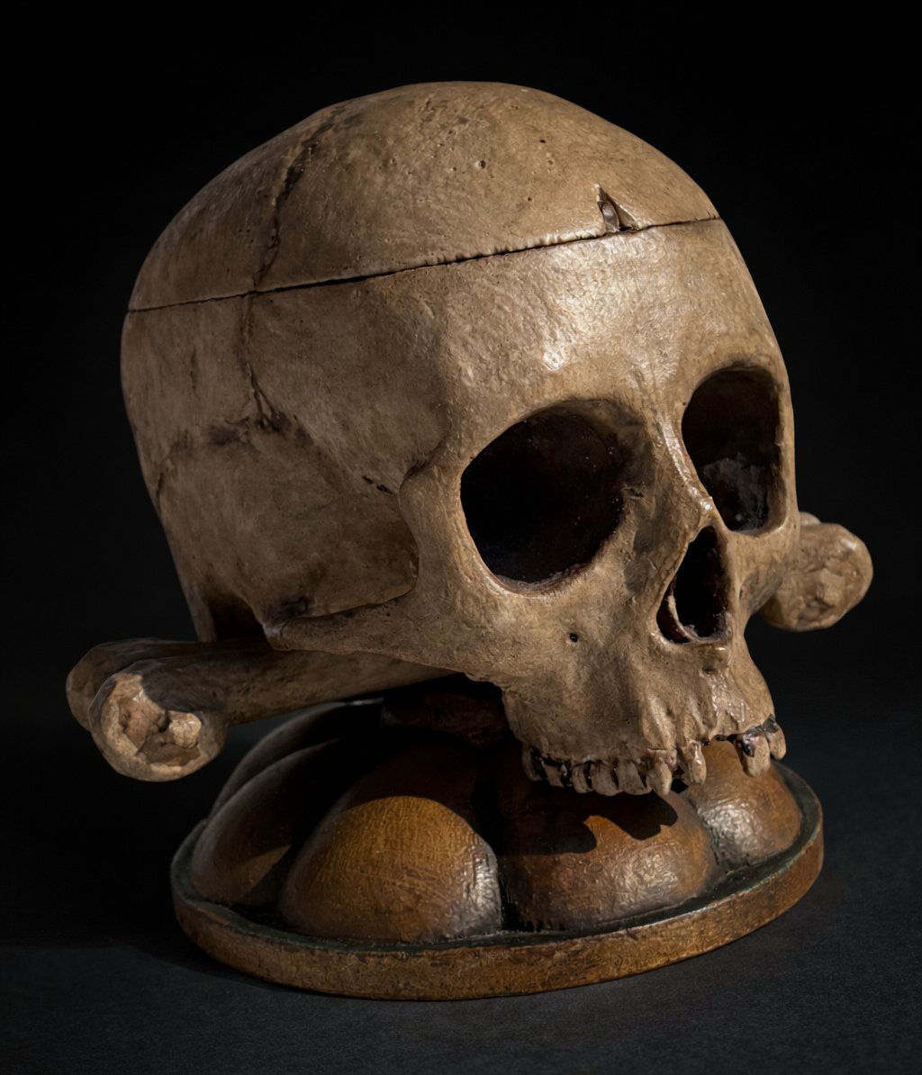 Memento Mori, Human Skull In Papier-mâché, 18th-century Style Reliquary Box, Vanity, Casket-photo-4
