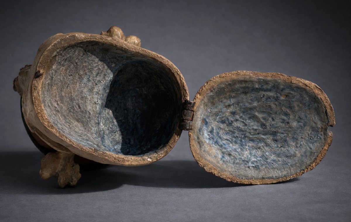Memento Mori, Human Skull In Papier-mâché, 18th-century Style Reliquary Box, Vanity, Casket-photo-3