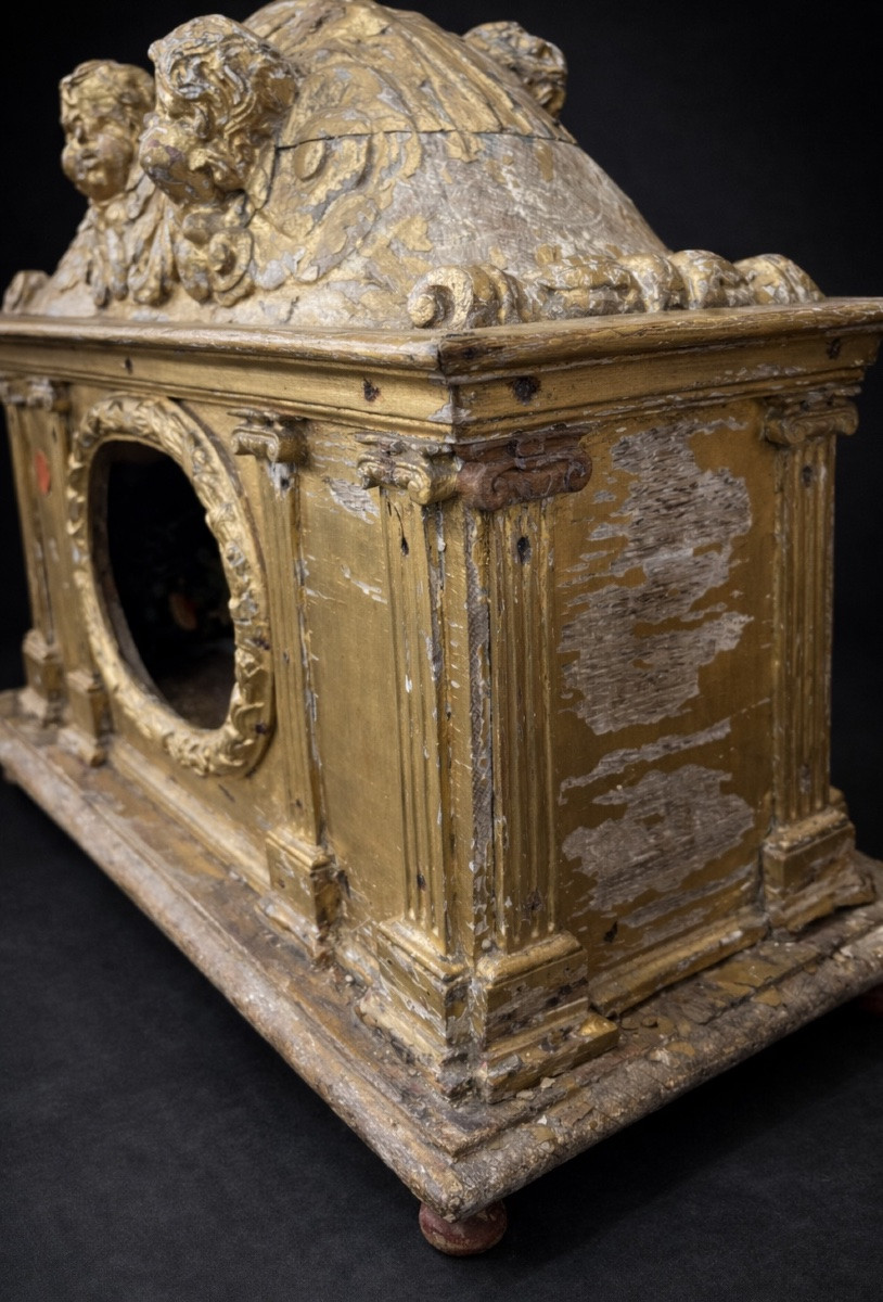 Reliquary Shrine, 18th Century, Gilded Wood, Baroque, Relic, Cherubs, Angels-photo-1