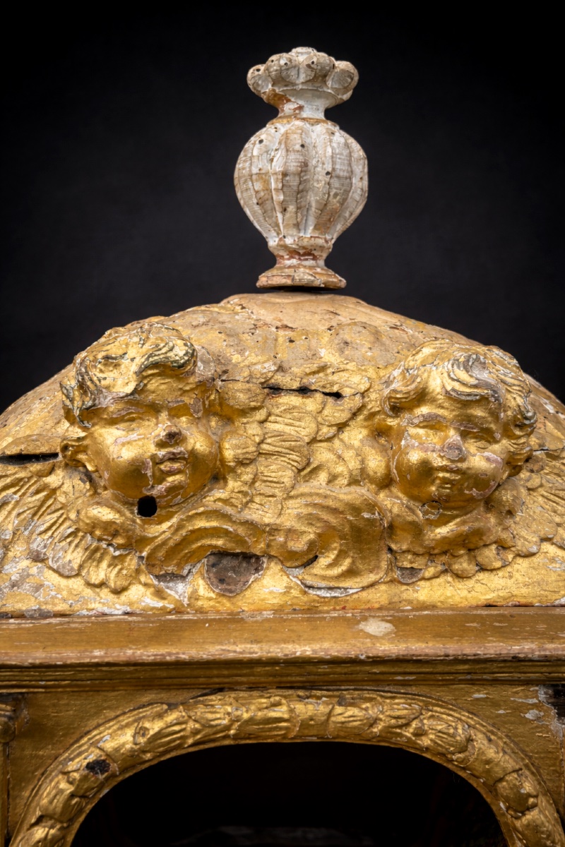 Reliquary Shrine, 18th Century, Gilded Wood, Baroque, Relic, Cherubs, Angels-photo-3