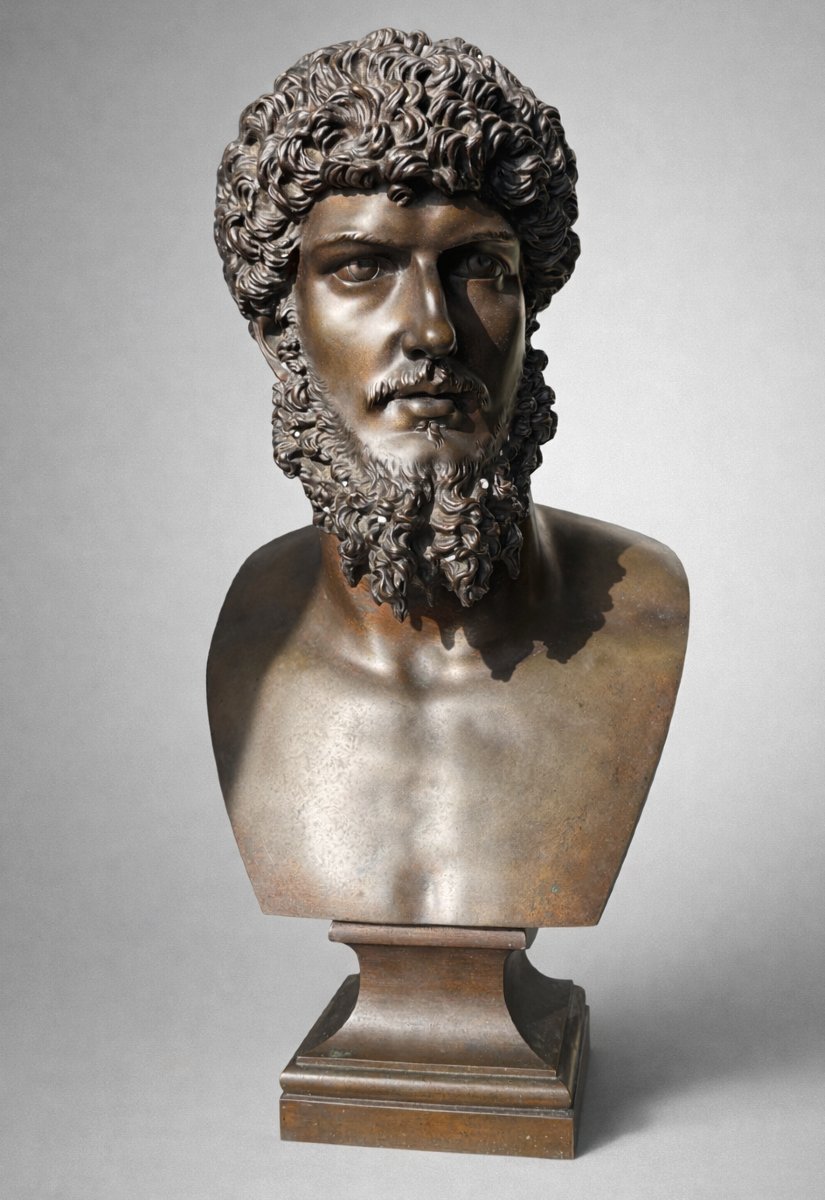 Souvenir Du Grand Tour , Buste En Bronze , Empereur Lucius Verus , XIXe , Antique -photo-2
