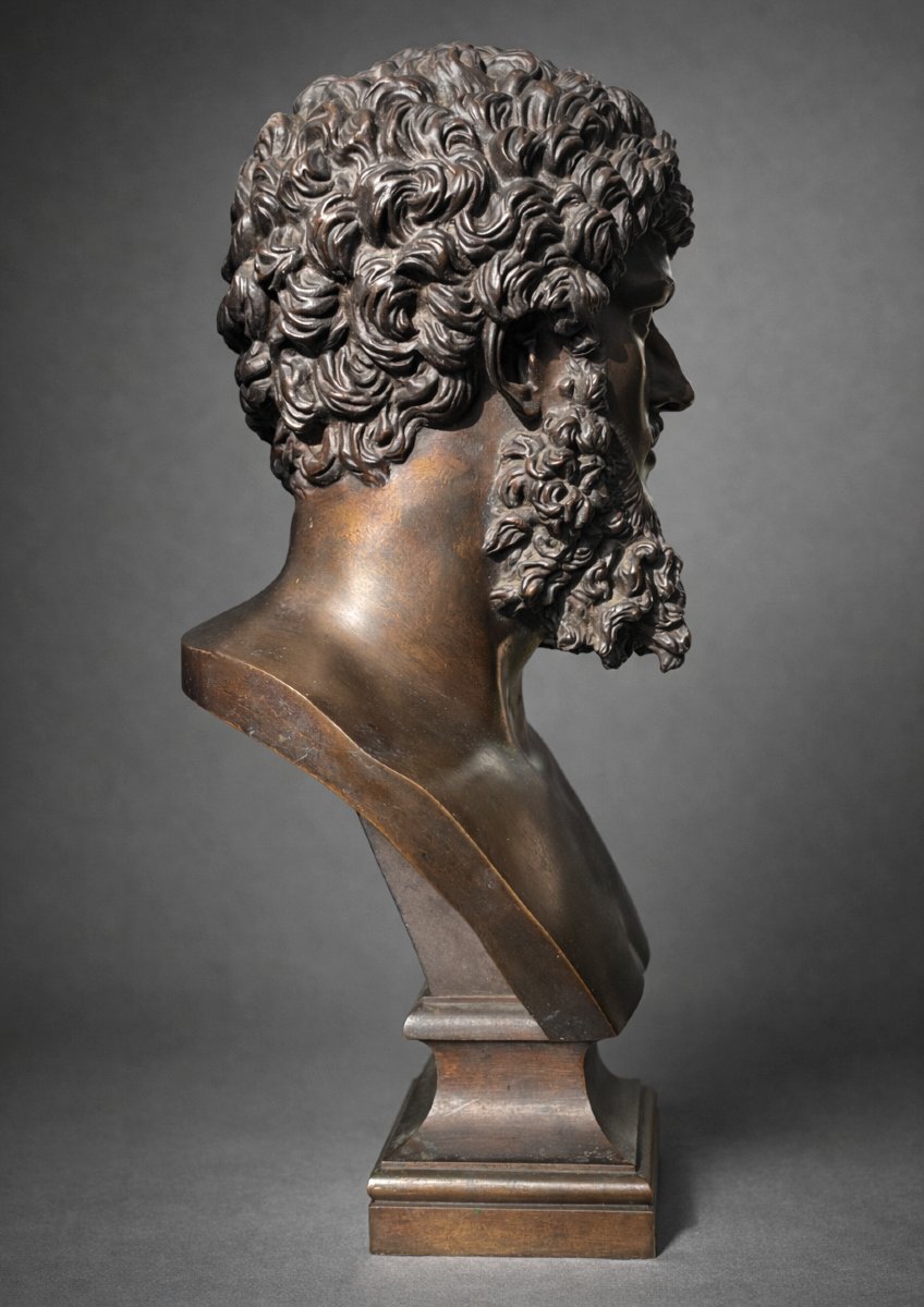 Souvenir Du Grand Tour , Buste En Bronze , Empereur Lucius Verus , XIXe , Antique -photo-1
