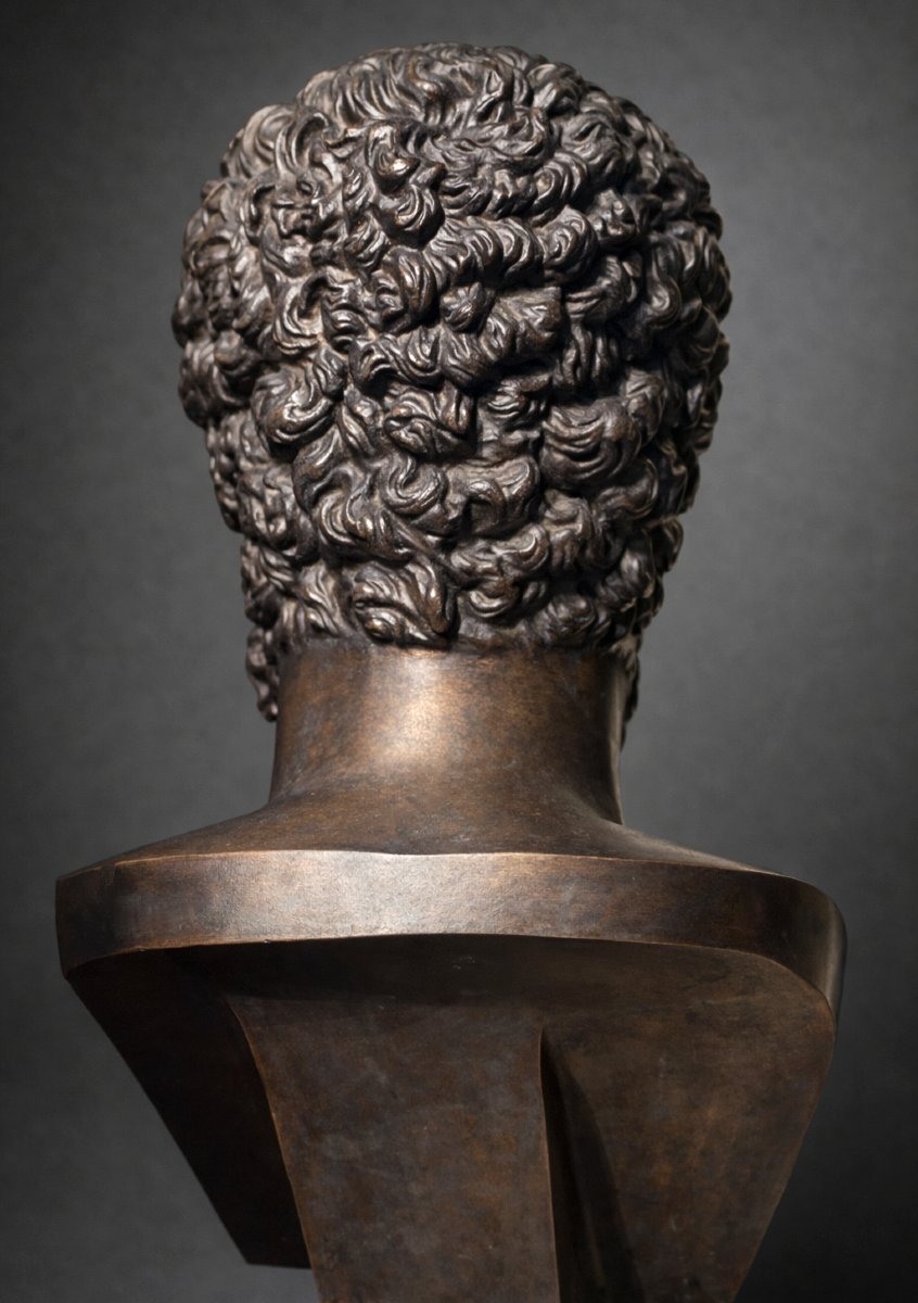 Souvenir Du Grand Tour , Buste En Bronze , Empereur Lucius Verus , XIXe , Antique -photo-3