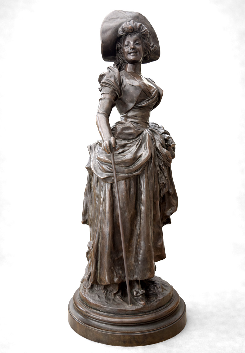 Grand Bronze Signé , Jeune Bergère , Marie Antoinette , van der straeten-photo-3