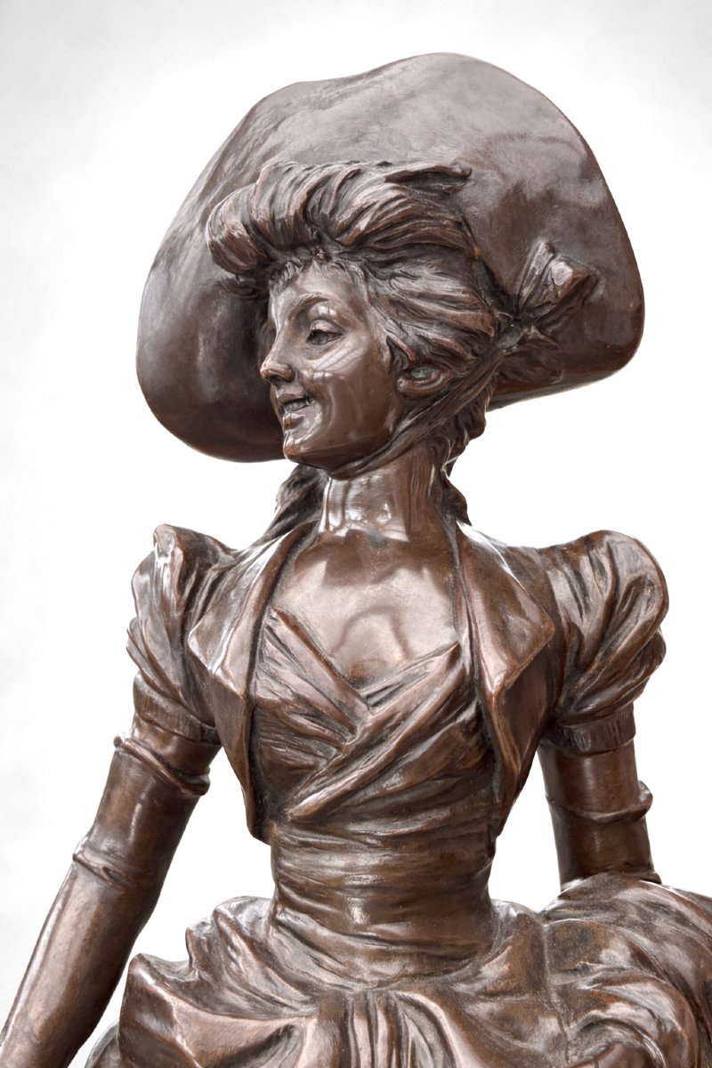 Grand Bronze Signé , Jeune Bergère , Marie Antoinette , van der straeten-photo-5