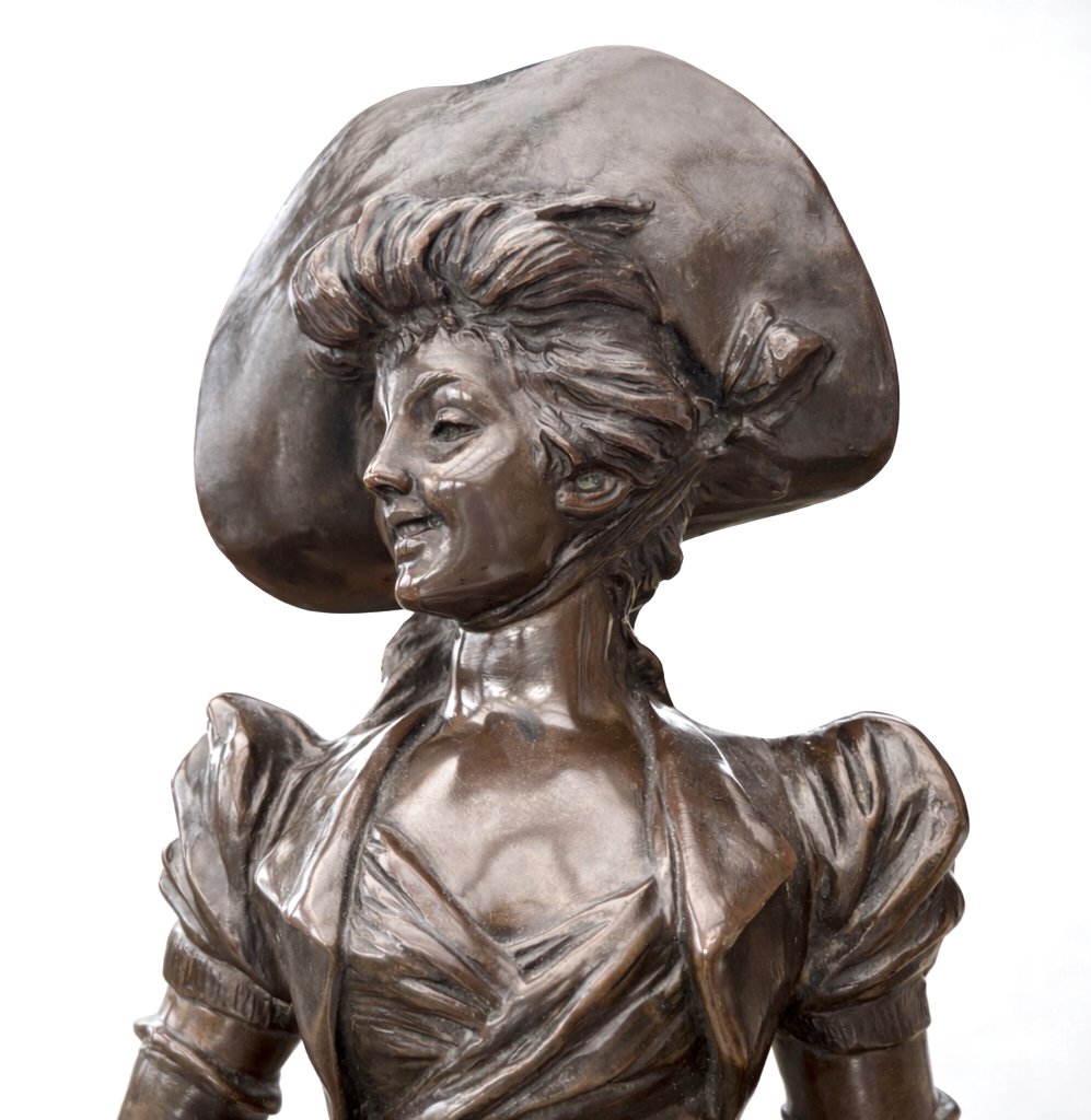 Grand Bronze Signé , Jeune Bergère , Marie Antoinette , van der straeten-photo-6