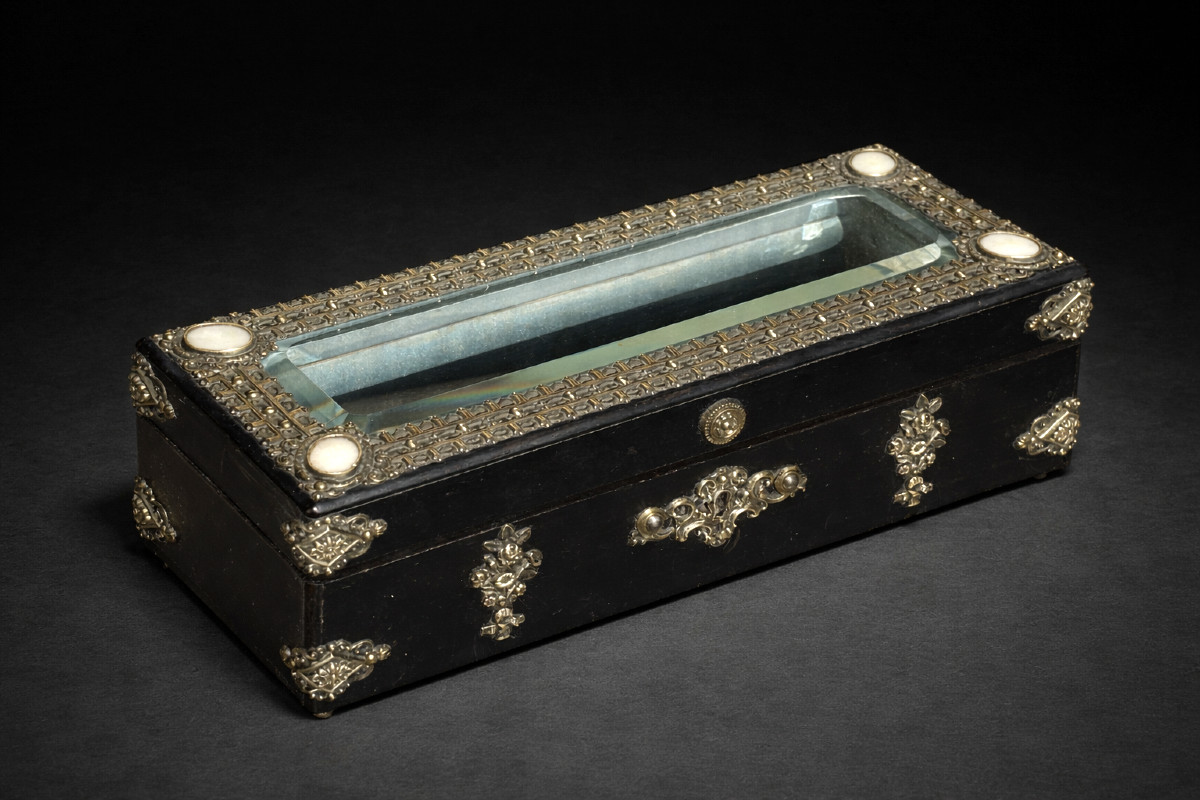 Boite à Gants / Bijoux , Epoque Napoléon iii , Coffret Soie Capitonnée , Vitrine , Ecrin XIXe