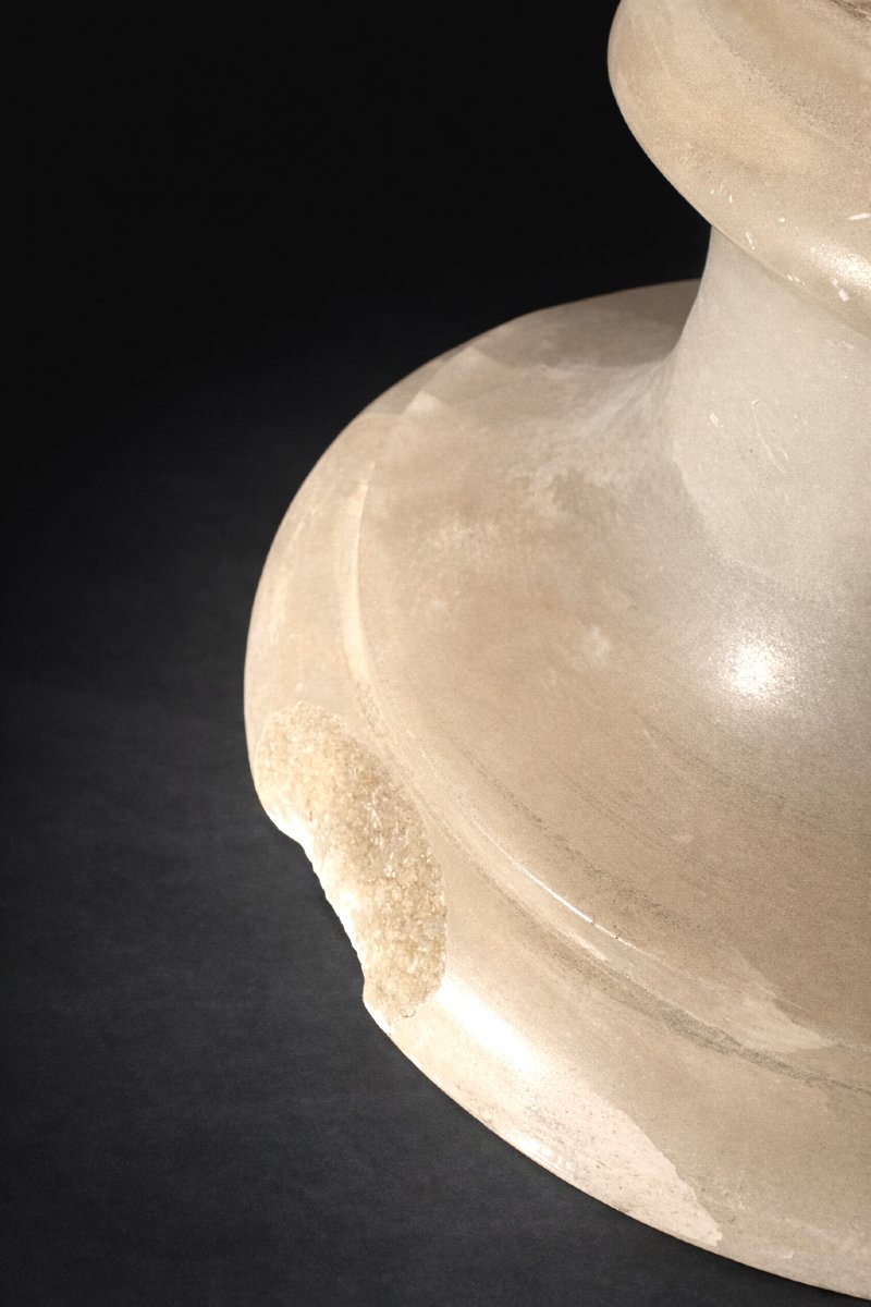 Large Alabaster Bust, Diana The Huntress After Houdon, Mythology, Young Woman 18th Century-photo-2