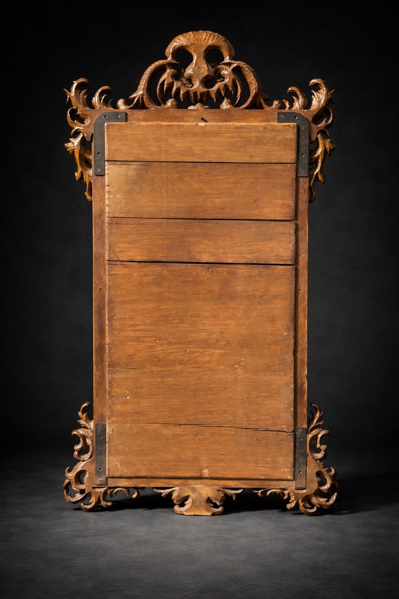 Grand Miroir En Noyer Sculpté , Style Baroque XVIIIe , Angelot , Ange Napoléon III -photo-2