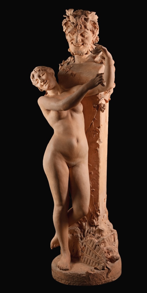Sculpture En terre Cuite , Ménade Domien Van Den Bossche , Faune , Danseuse Napoleon iii