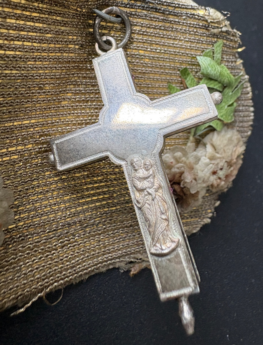 Monstrance / Reliquaire Style Baroque , Croix relique , XVIIIe siècle Objet Religieux-photo-4