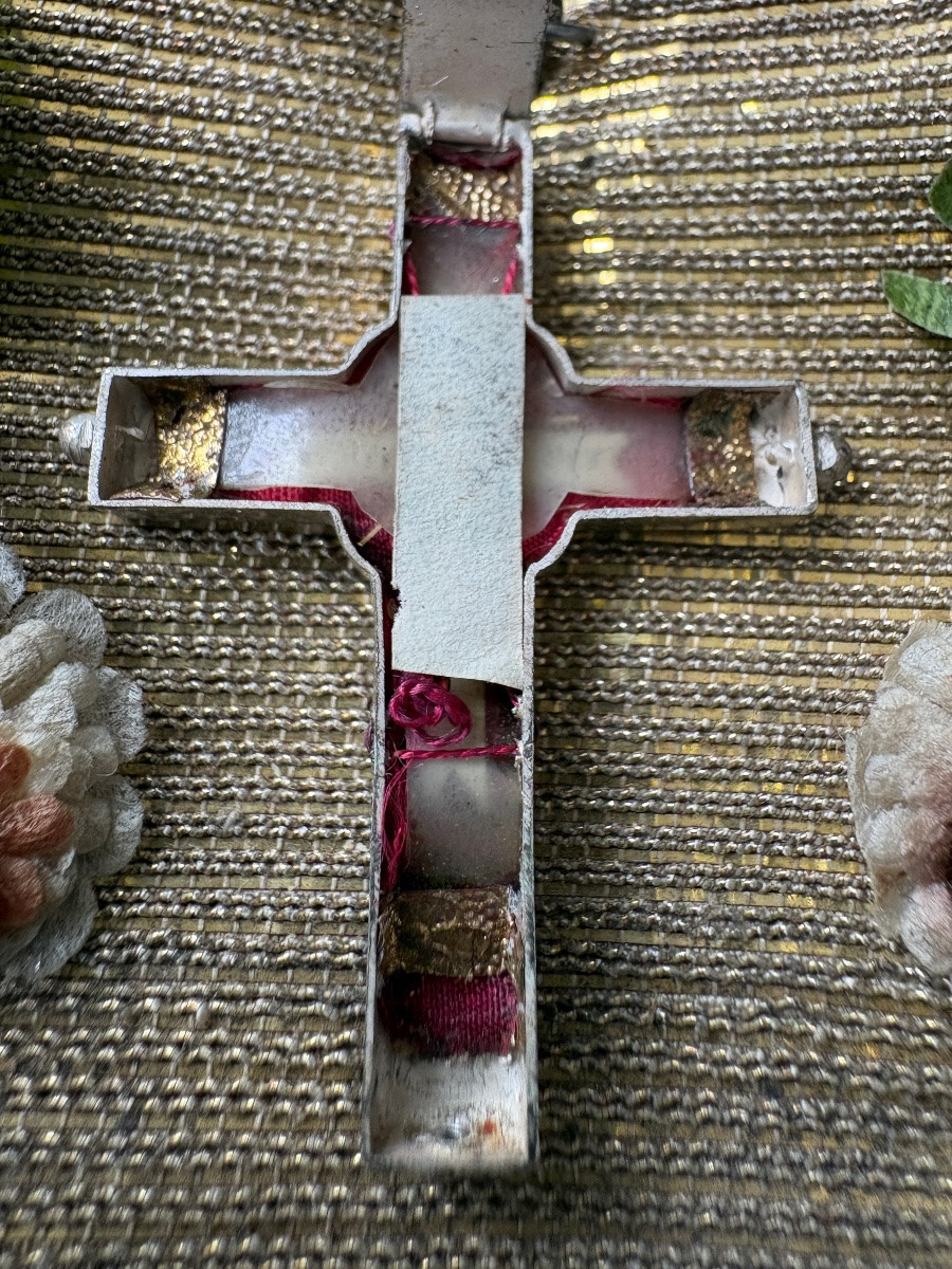 Monstrance / Reliquaire Style Baroque , Croix relique , XVIIIe siècle Objet Religieux-photo-2