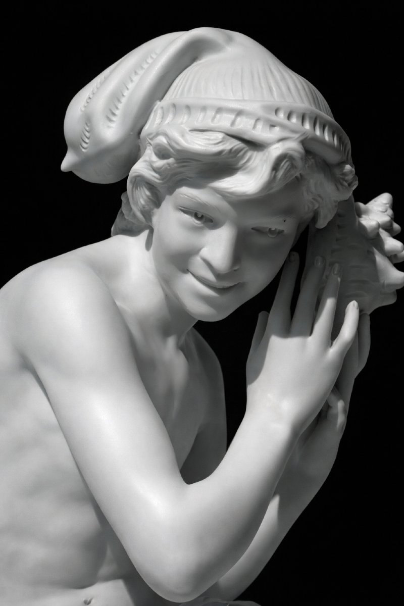 Biscuit – Le Pêcheur napolitain à la coquille d’après Jean-Baptiste Carpeaux (1827-1875) , XIXe-photo-5