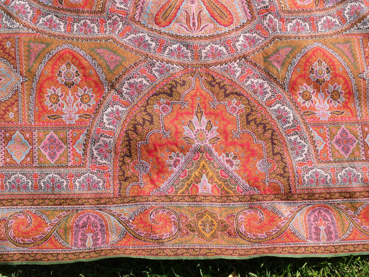 Grand Chale Cachemire , Epoque Napoléon iii , Plaid , Violet , Rouge , Rose , Bleu XIXe , Etole-photo-5