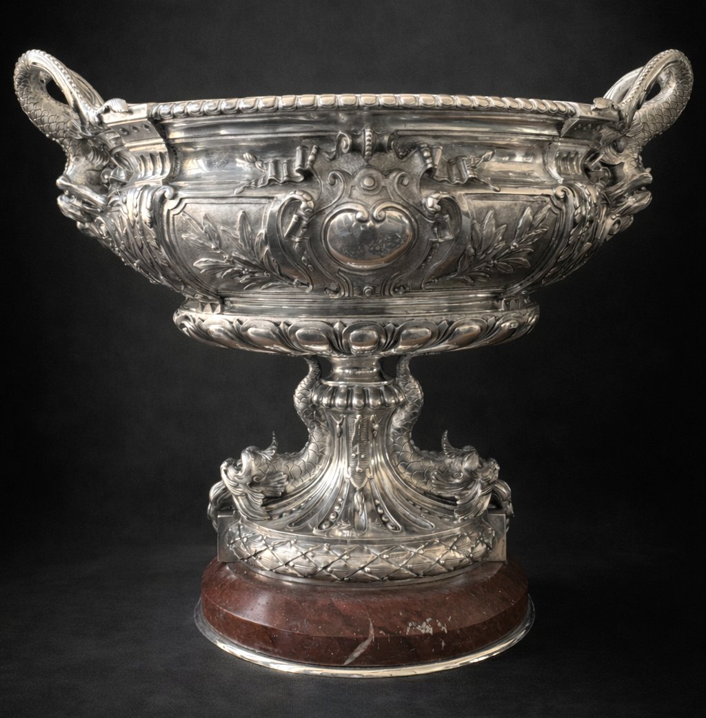 Importante Jardiniere en Bronze Argenté & marbre , Epoque Napoléon iii , Centre de Table XIXe-photo-2