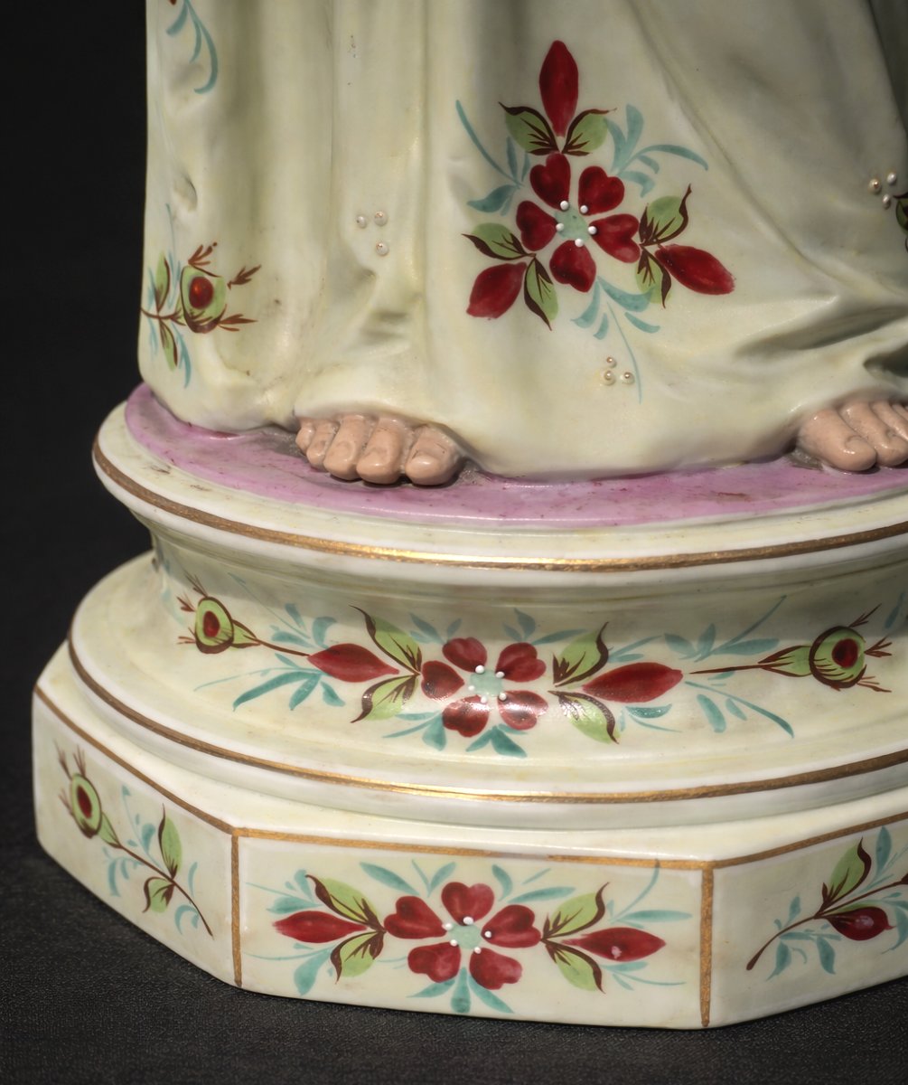 Grand Sujet En Biscuit Polychrome , Napoléon III , Saint Antoine de Padoue , Enfant Jesus XIXe-photo-2