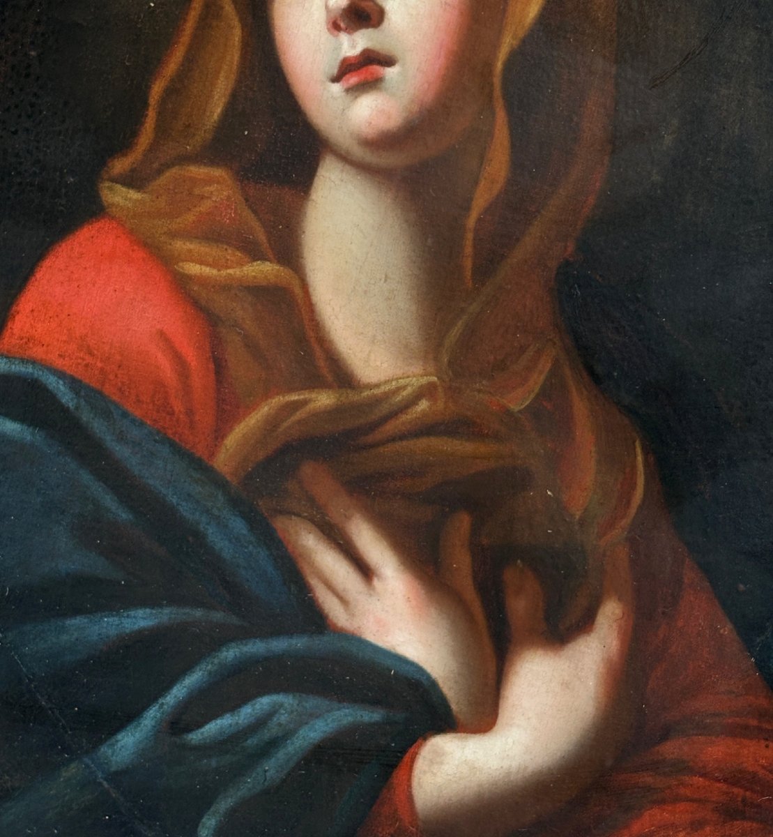 Oil On Canvas 18th Century , Mater Dolorosa , Portrait Virgin , Italian Baroque , Religious Subject-photo-3