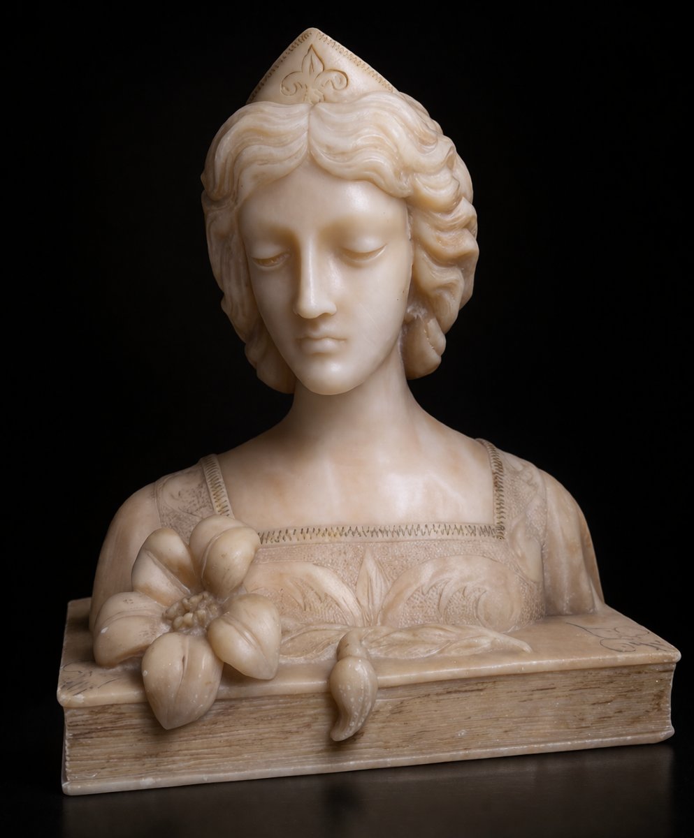 Buste De Jeune Femme Art Nouveau , Beatrice Portinari , Paradiso De Dante , XIXe , Sculpture-photo-4