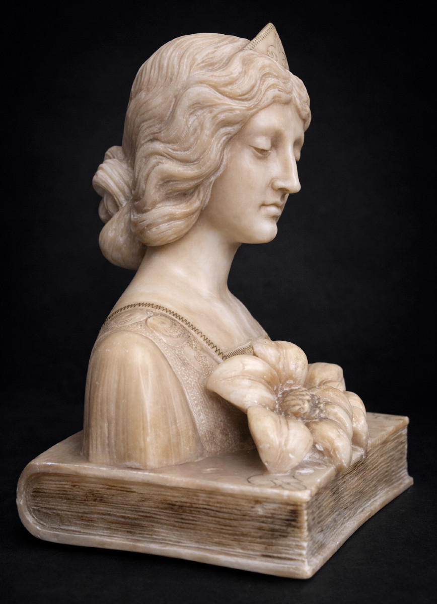 Buste De Jeune Femme Art Nouveau , Beatrice Portinari , Paradiso De Dante , XIXe , Sculpture