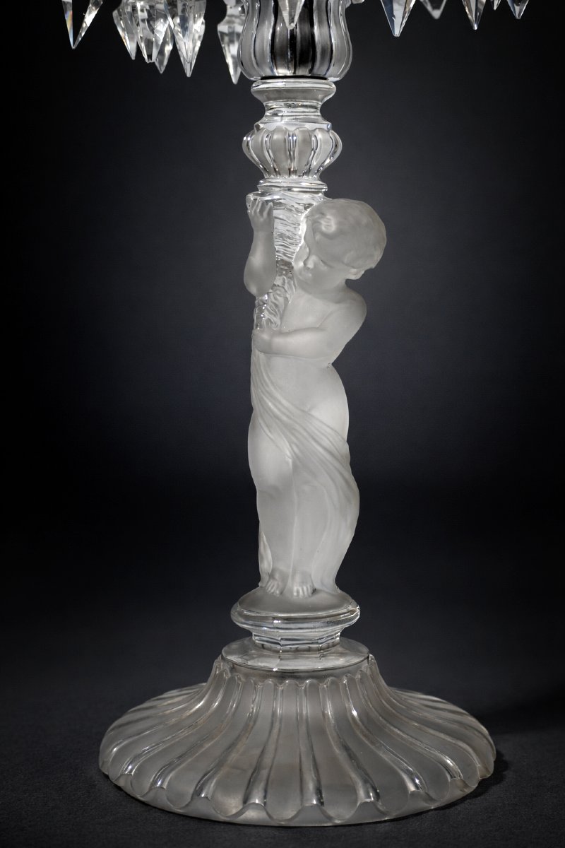 Candelabre / Chandelier , Cristal De Baccarat XIXe , Angelot / Putto Poli Depoli Napoléon III-photo-3