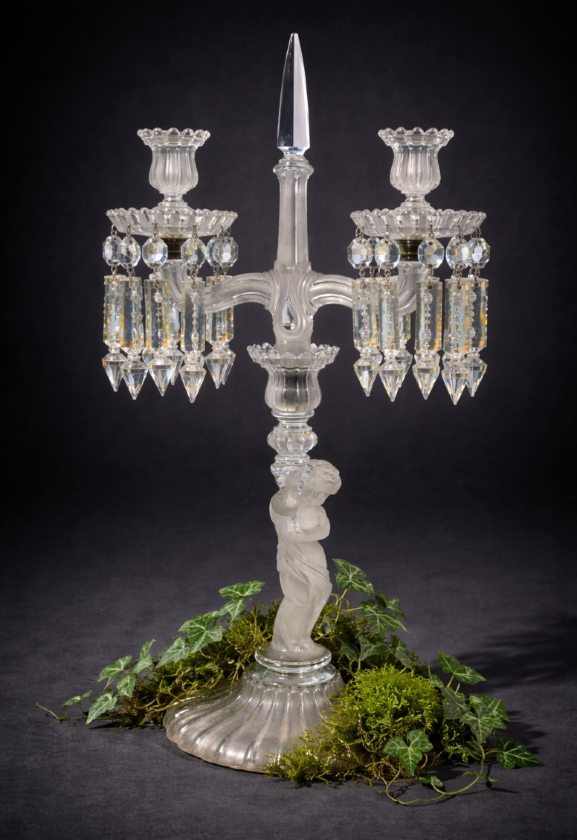 Candelabre / Chandelier , Cristal De Baccarat XIXe , Angelot / Putto Poli Depoli Napoléon III