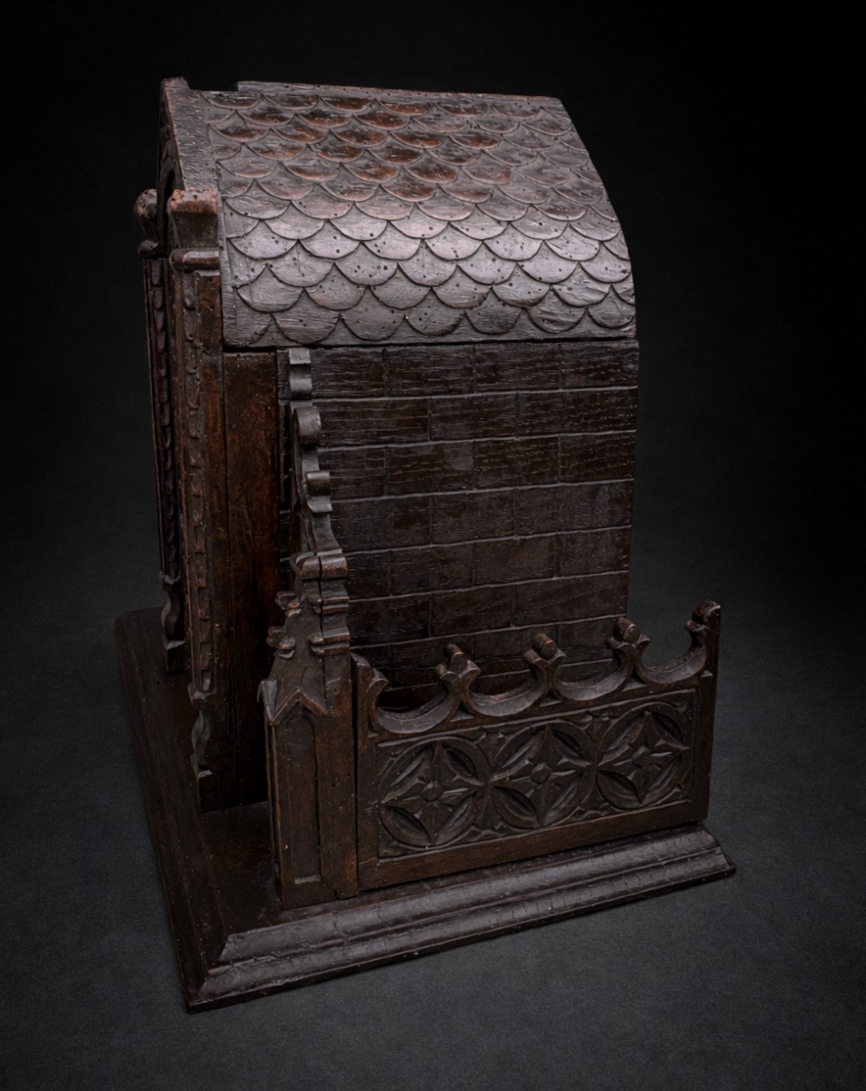 Tabernacle D’Eglise , Bois Sculpté , Neo-gothique , Chapelle / chasse Reliquaire XIXE-photo-2