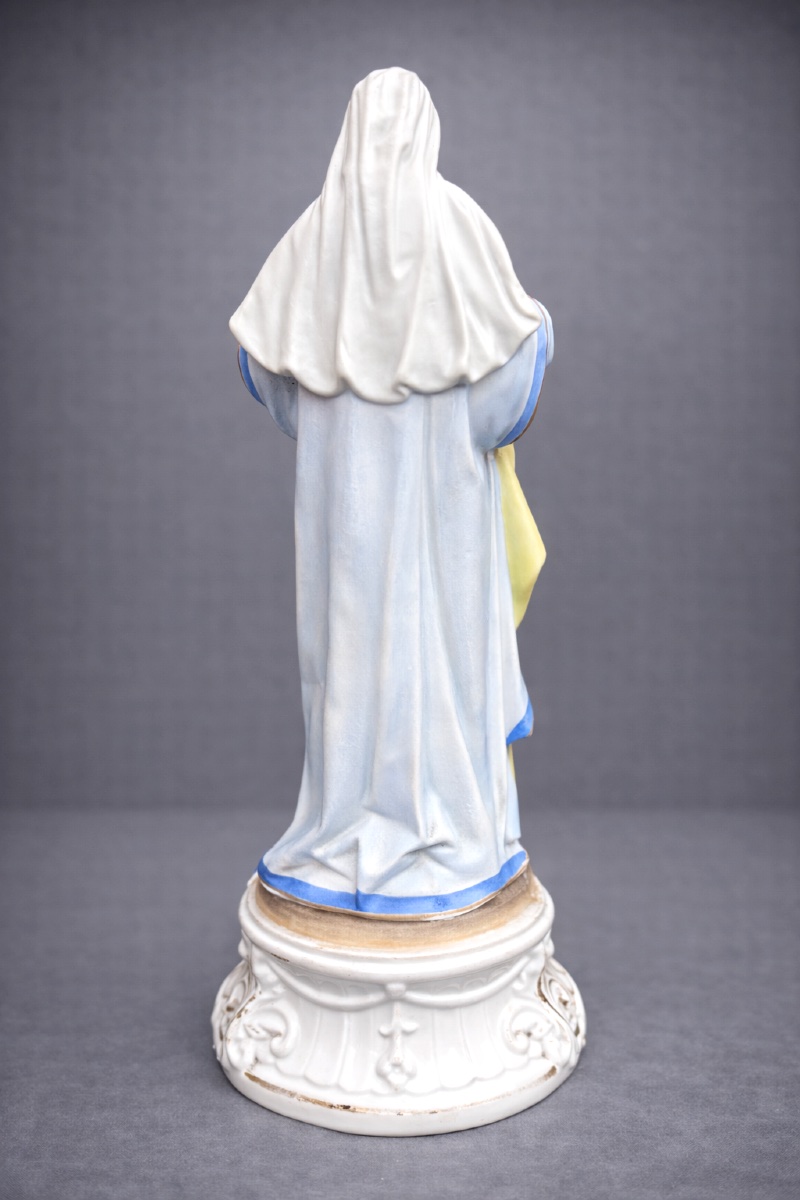 Large Polychrome Biscuit Subject , Virgin , Sacred Heart 19th Century , Religious Subject Napoleon III-photo-3