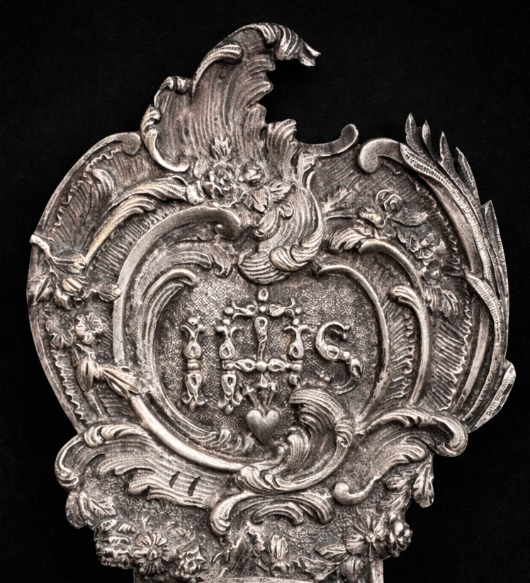 Benitier Mural Epoque Napoléon III , Bronze Argenté XIXe , Style Rocaille / Louis XV-photo-2