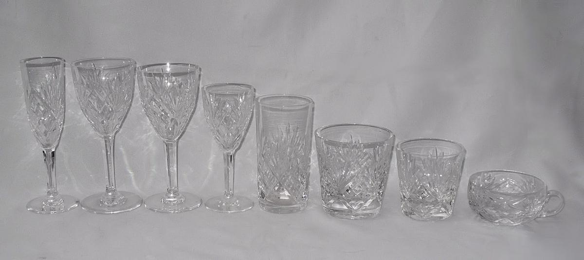 Glasses In Crystal Engraved From Saint Louis, Chantilly Model Flutes, Cups, Cups-photo-2